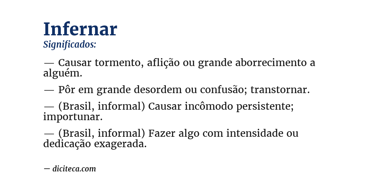 Significado de infernar