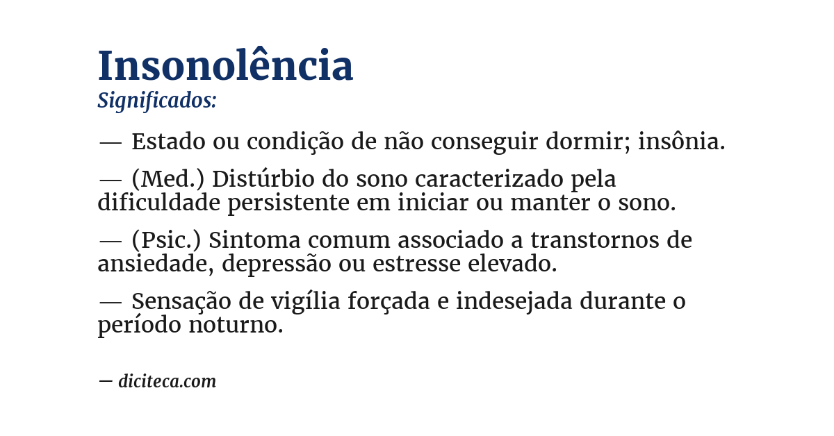 Significado de insonolência