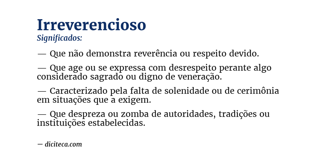 Significado de irreverencioso
