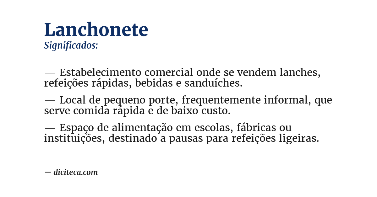 Significado de lanchonete