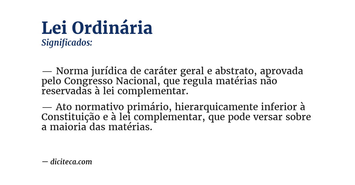 Significado de lei ordinária