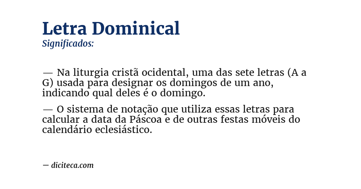 Significado de letra dominical
