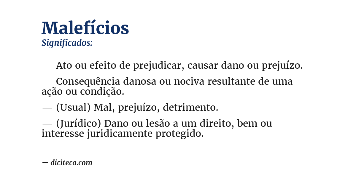 Significado de malefícios