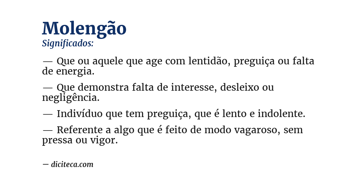 Significado de molengão