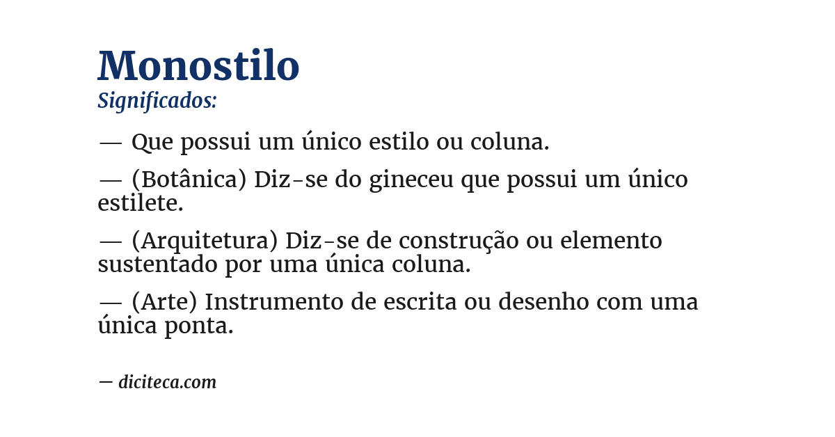 Significado de monostilo