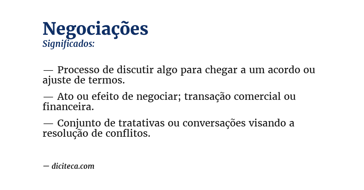 Significado de negociações