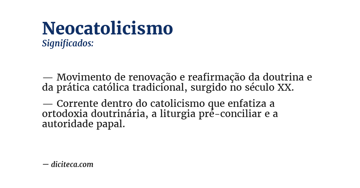 Significado de neocatolicismo