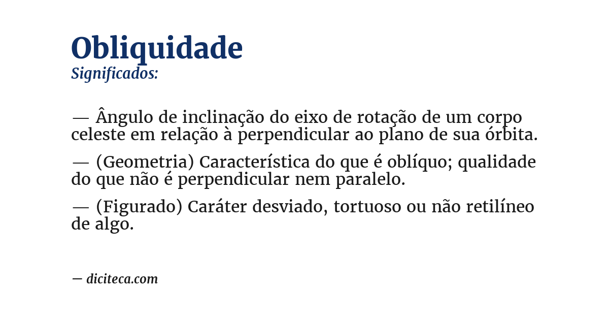 Significado de obliquidade