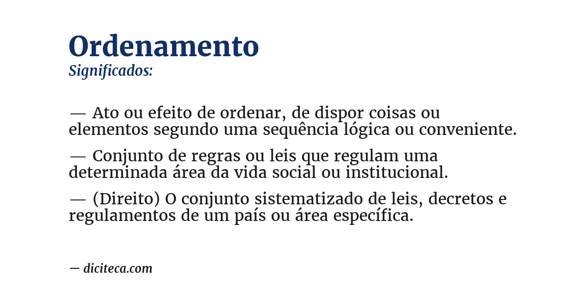 Significado de ordenamento