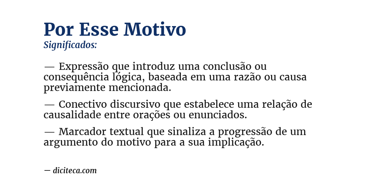 Significado de por esse motivo