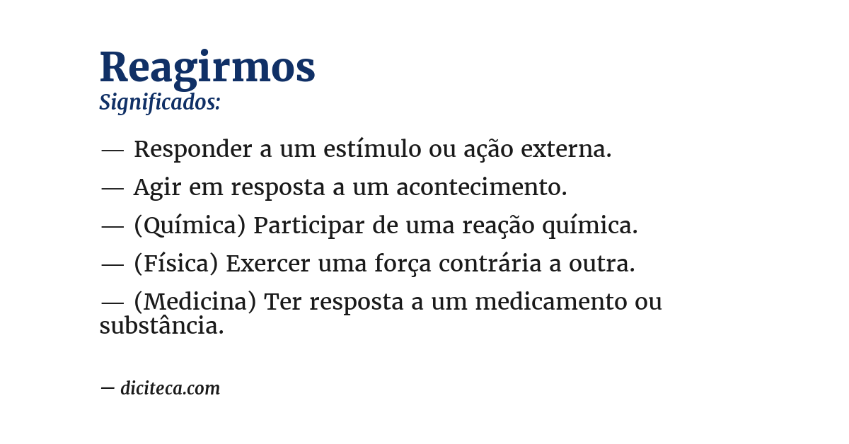 Significado de reagirmos