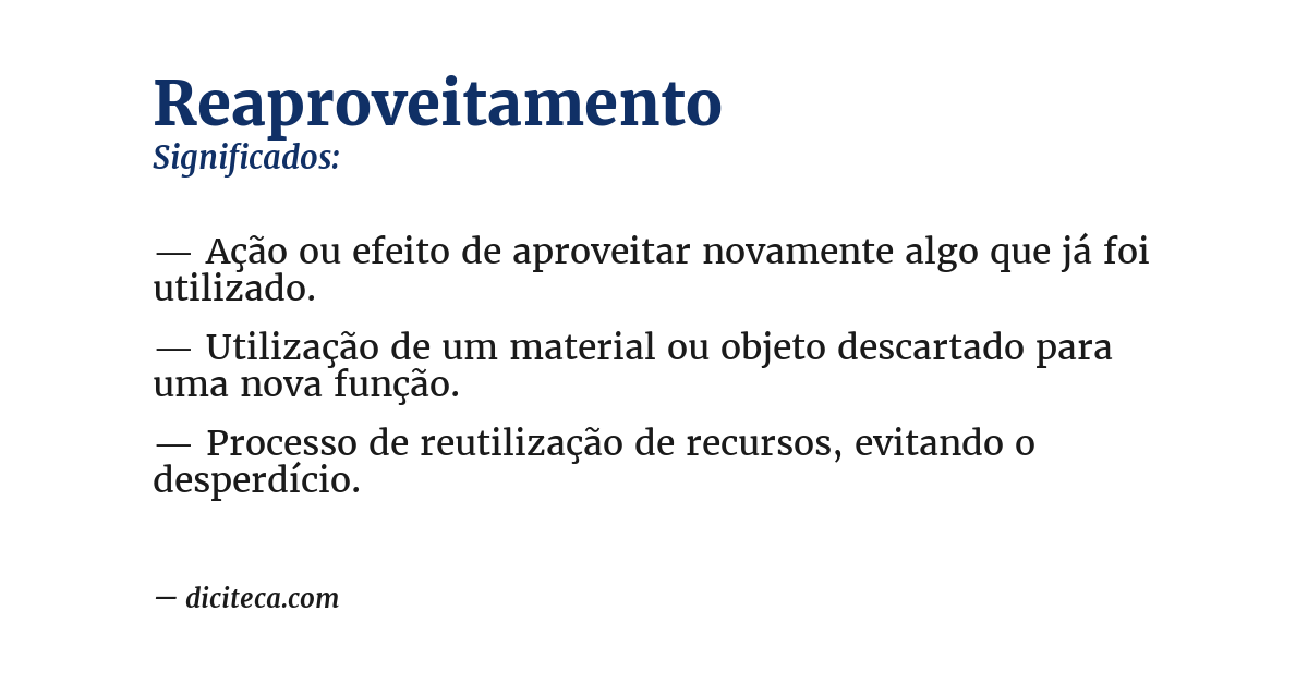 Significado de reaproveitamento