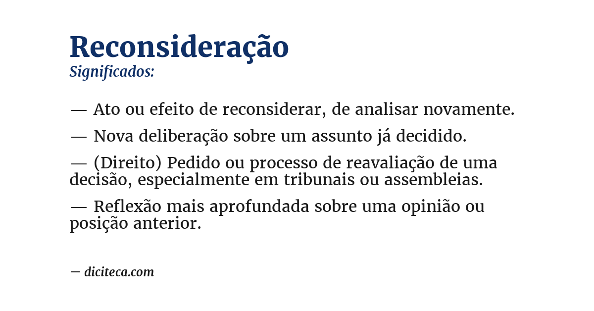 Significado de reconsideração