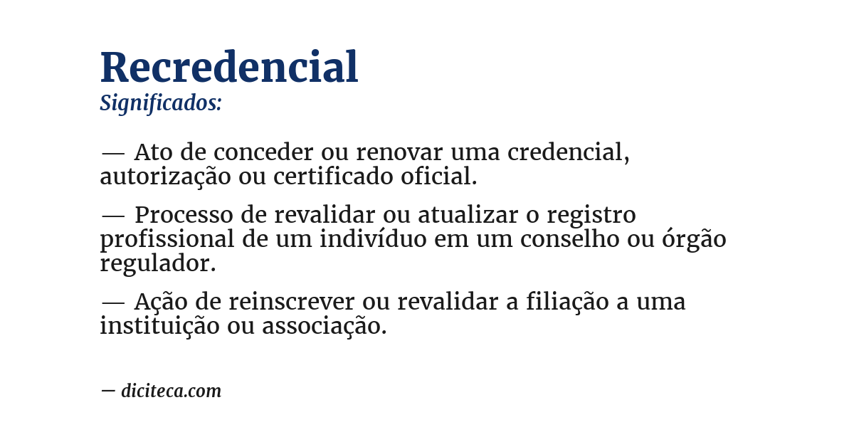 Significado de recredencial