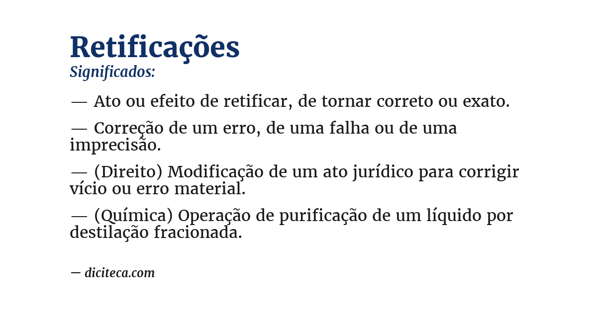 Significado de retificações
