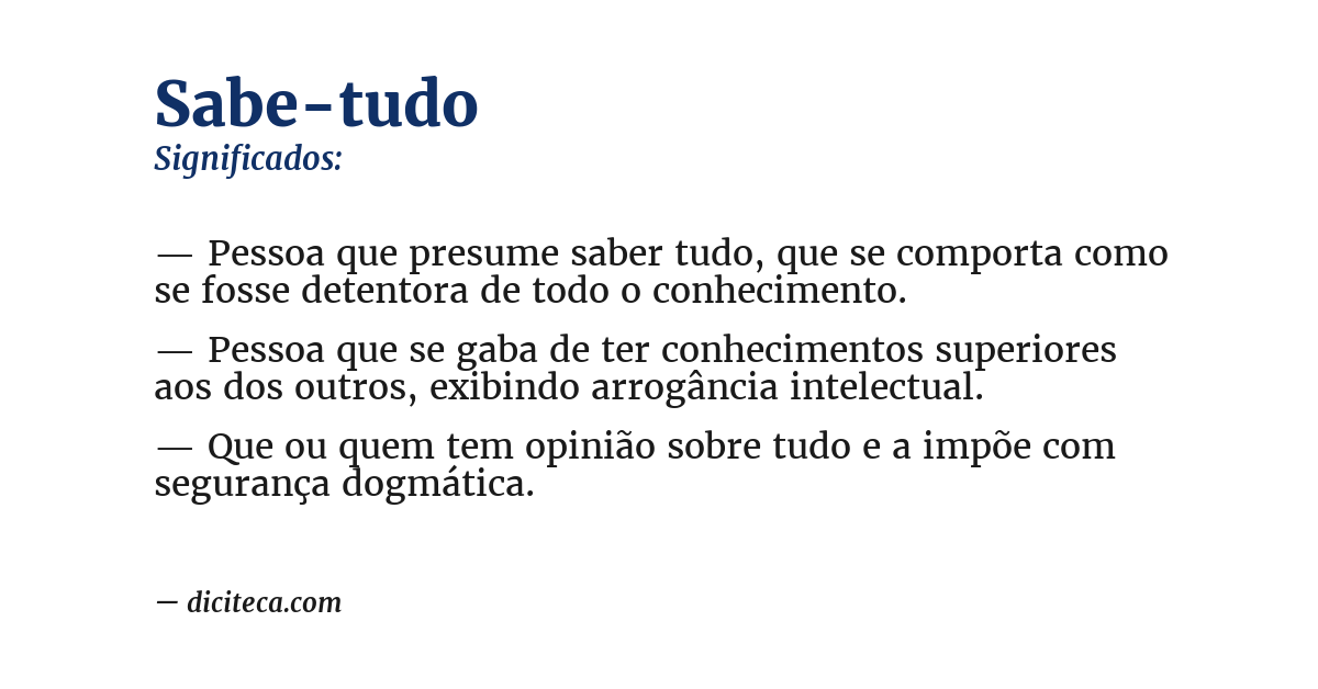 Significado de sabe-tudo