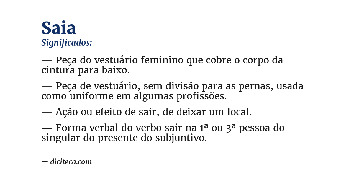 Significado de saia