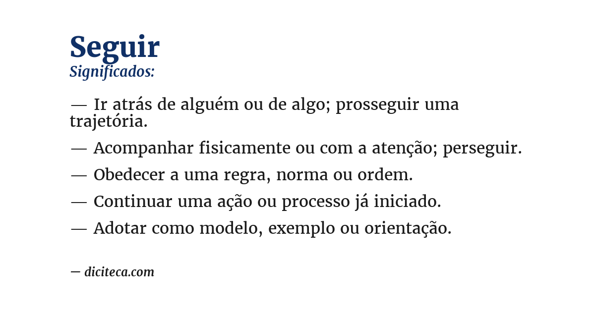 Significado de seguir