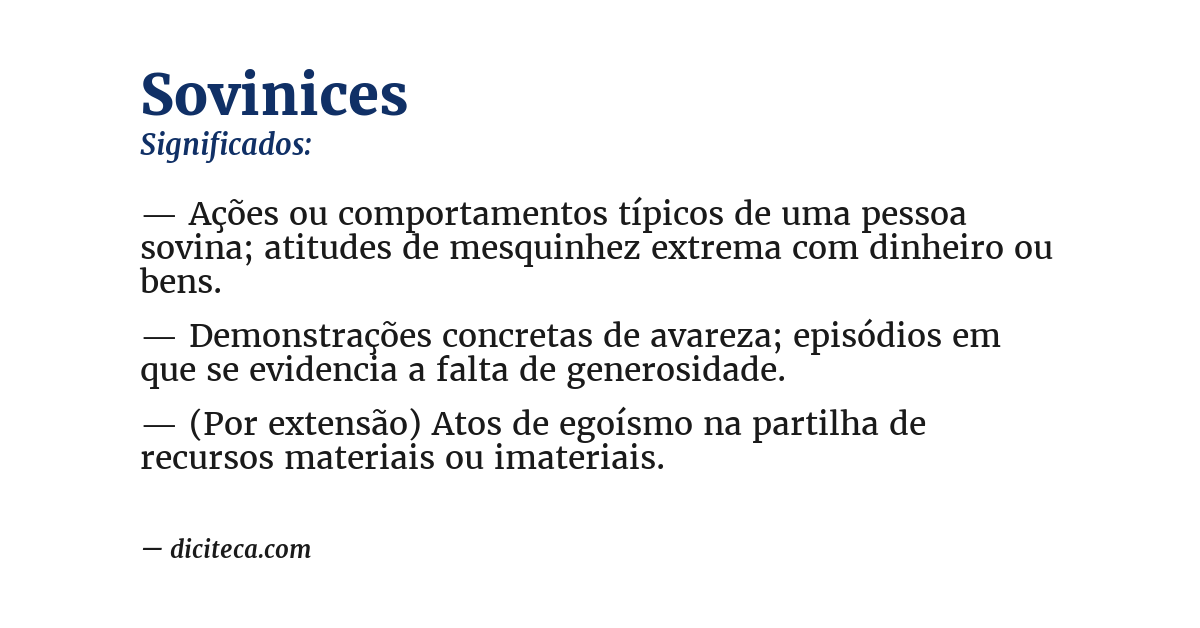 Significado de sovinices