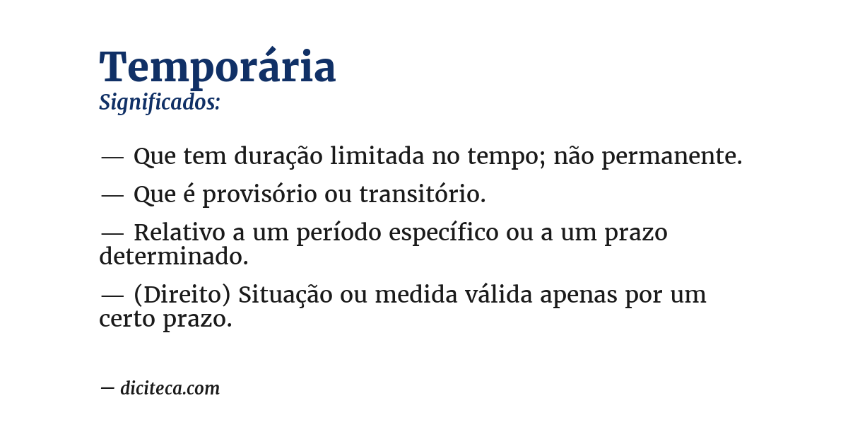 Significado de temporária