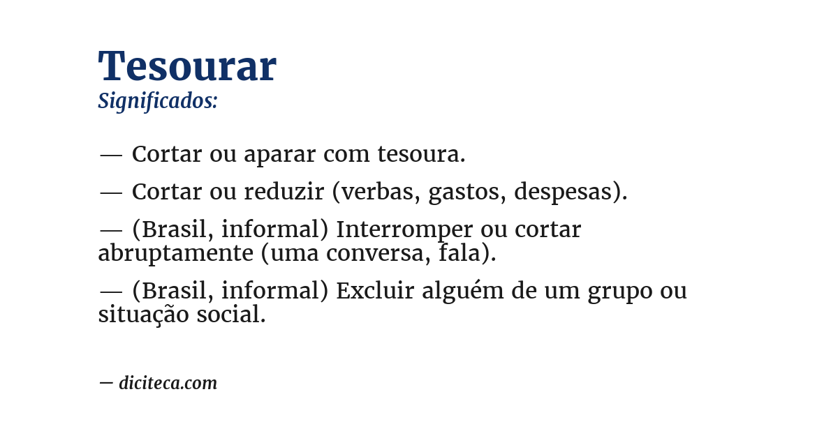 Significado de tesourar