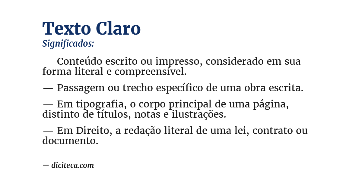 Significado de texto claro