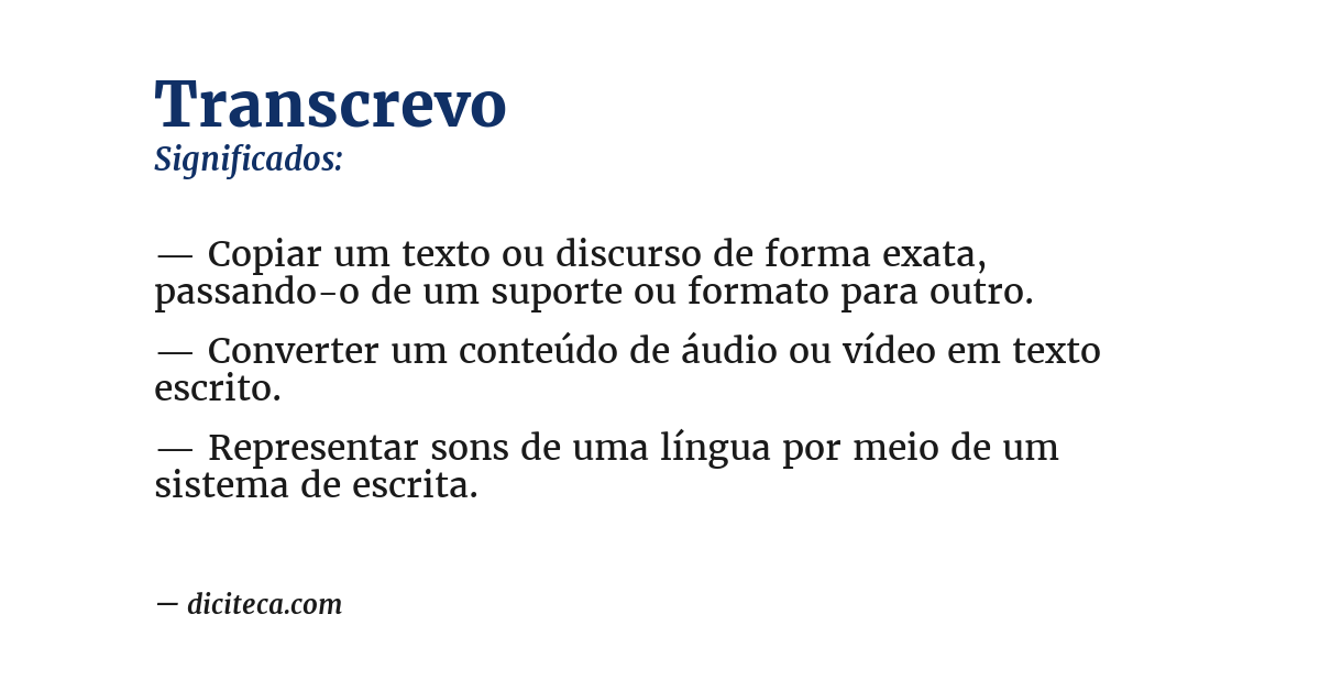 Significado de transcrevo