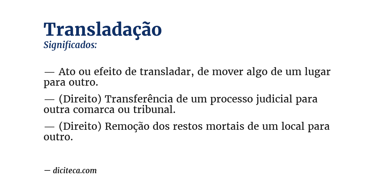Significado de transladação
