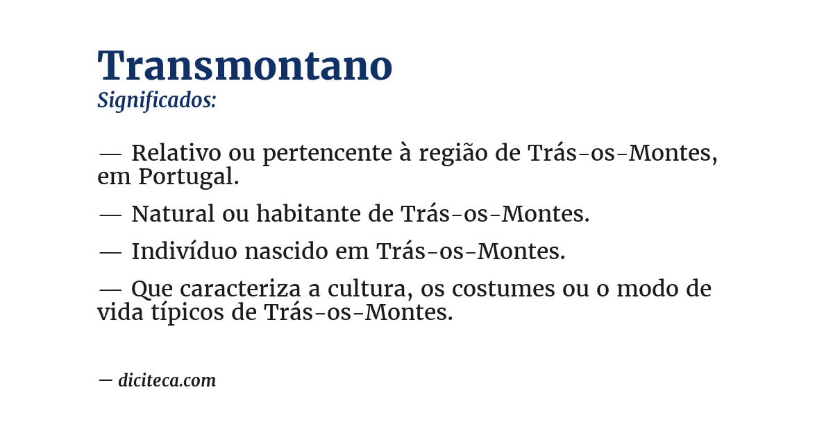 Significado de transmontano