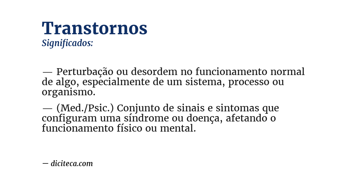 Significado de transtornos