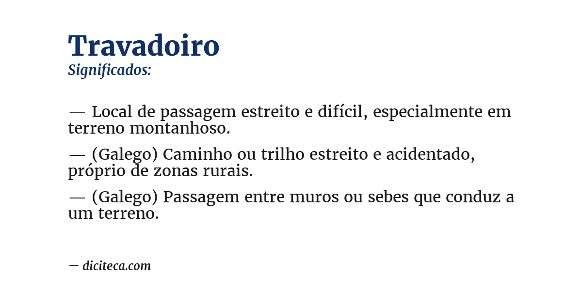 Significado de travadoiro