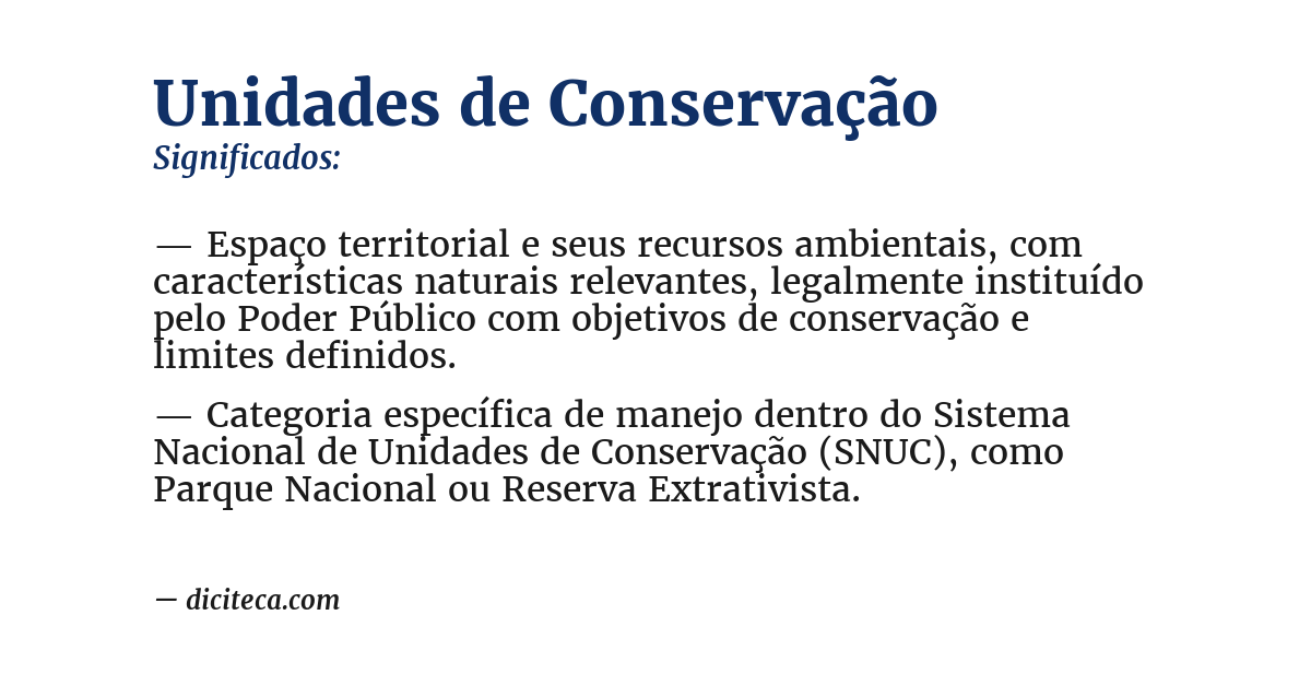Significado de unidades de conservação
