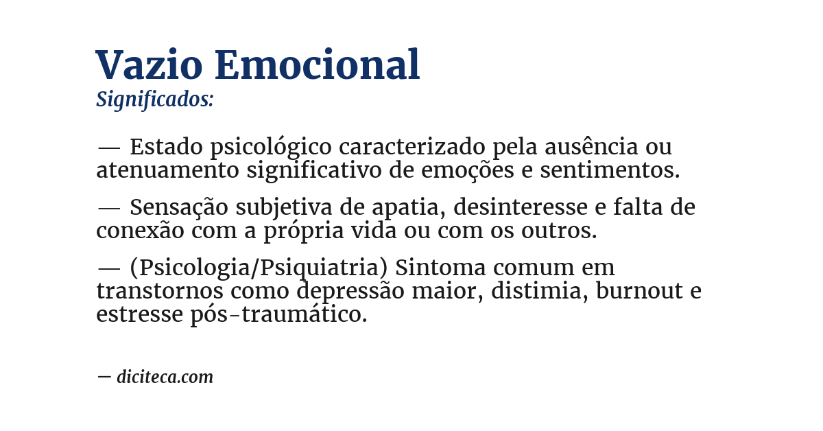 Significado de vazio emocional