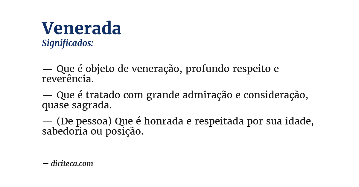Significado de venerada