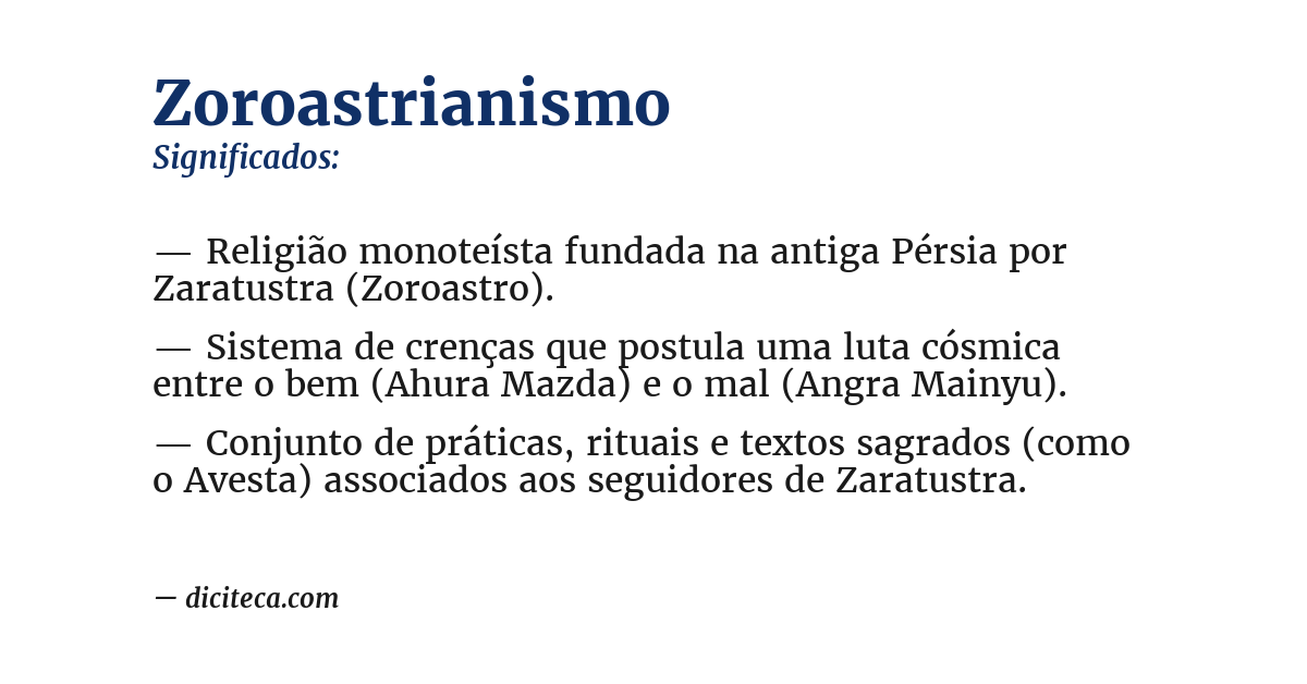 Significado de zoroastrianismo