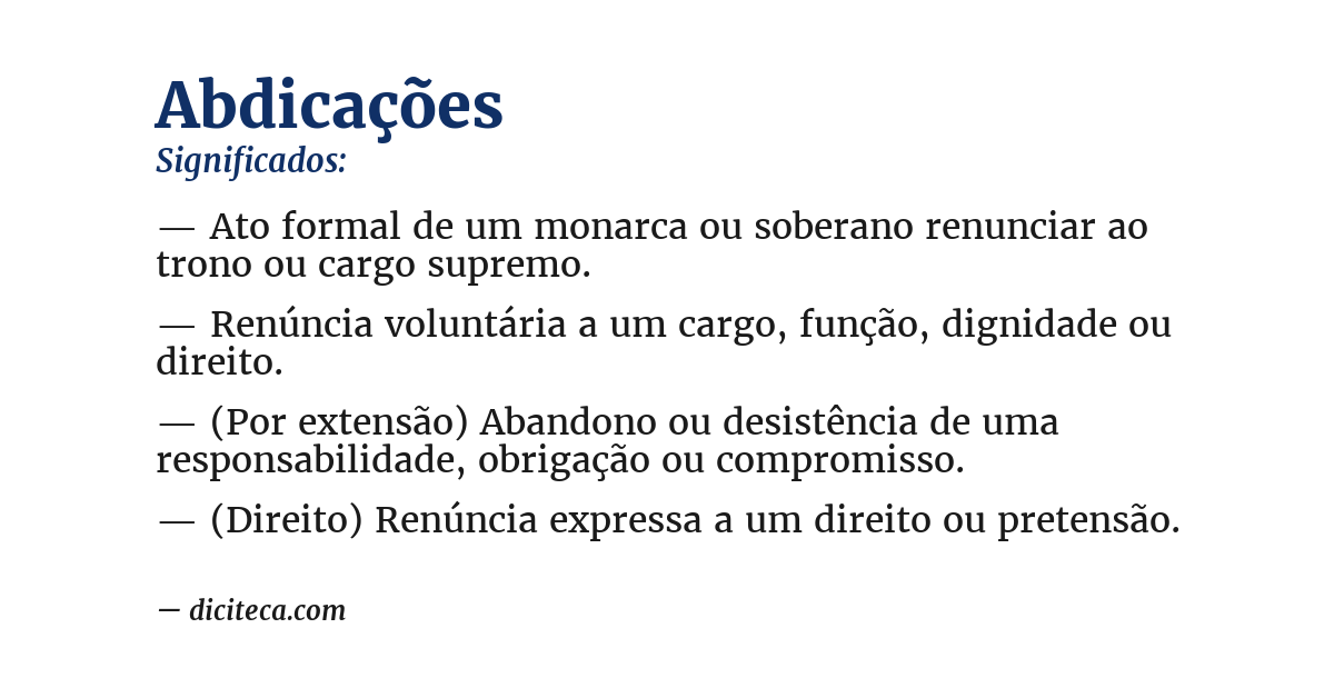 Significado de abdicações
