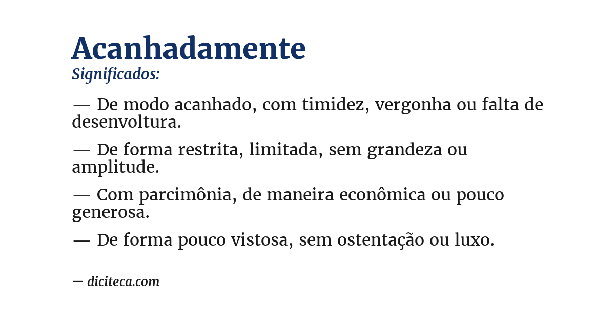 Significado de acanhadamente