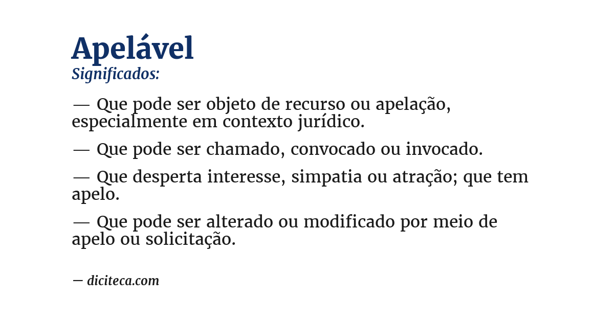 Significado de apelável