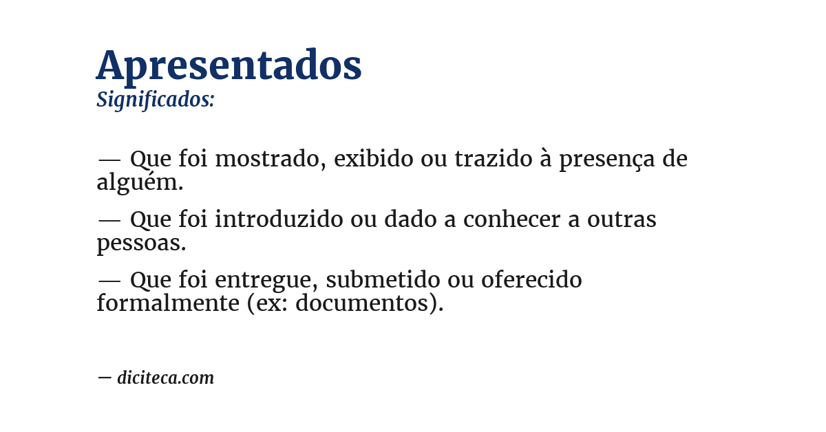 Significado de apresentados
