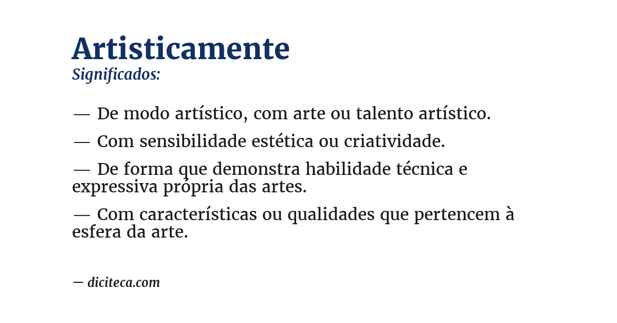 Significado de artisticamente