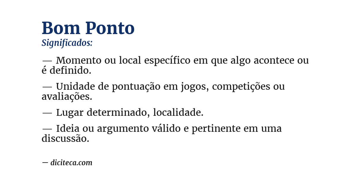 Significado de bom ponto