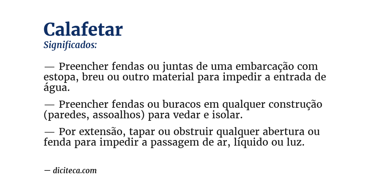 Significado de calafetar