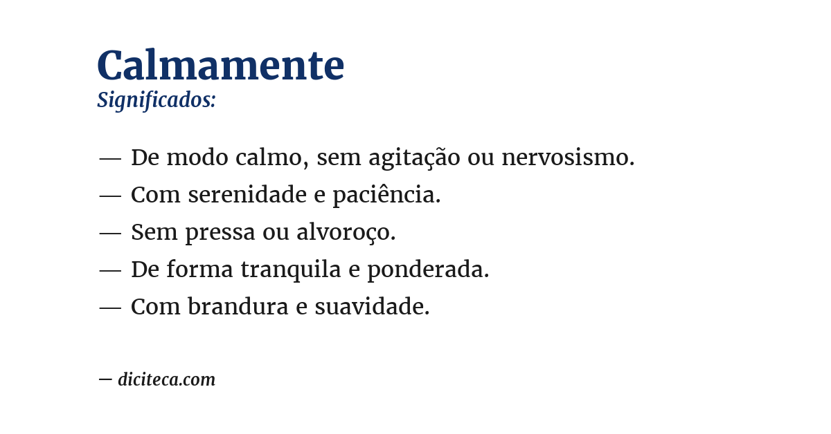 Significado de calmamente
