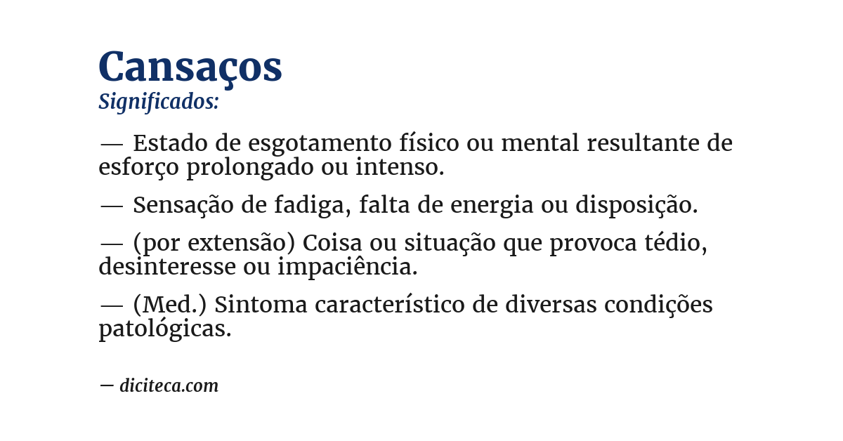 Significado de cansaços