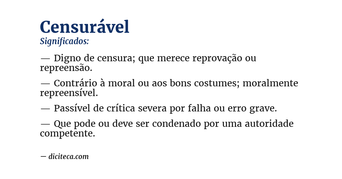 Significado de censurável