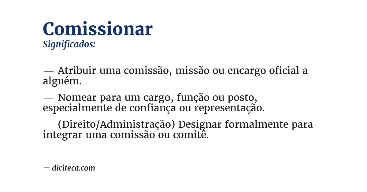 Significado de comissionar