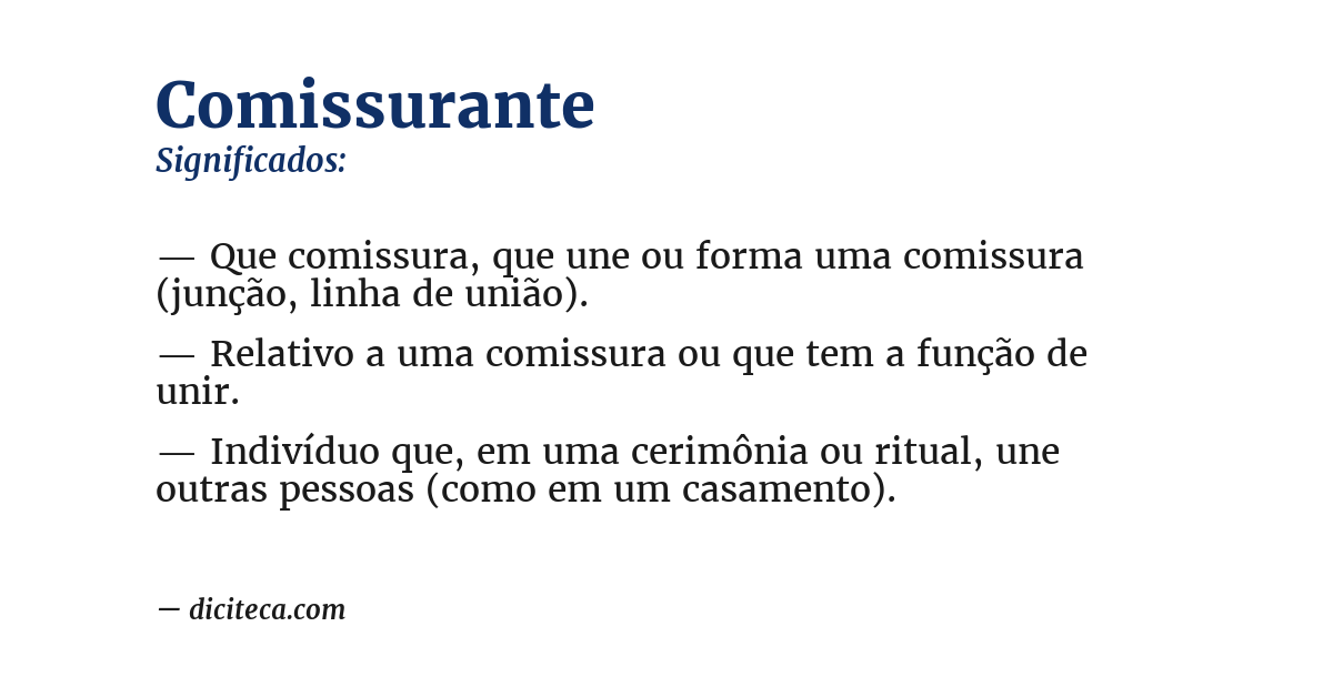 Significado de comissurante