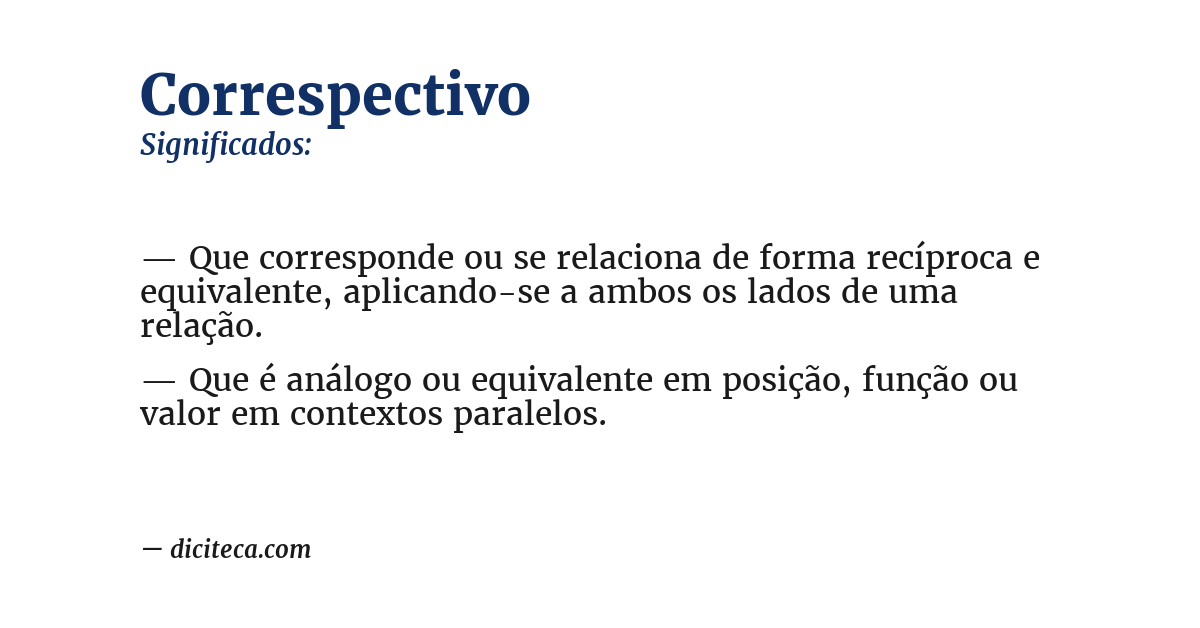 Significado de correspectivo