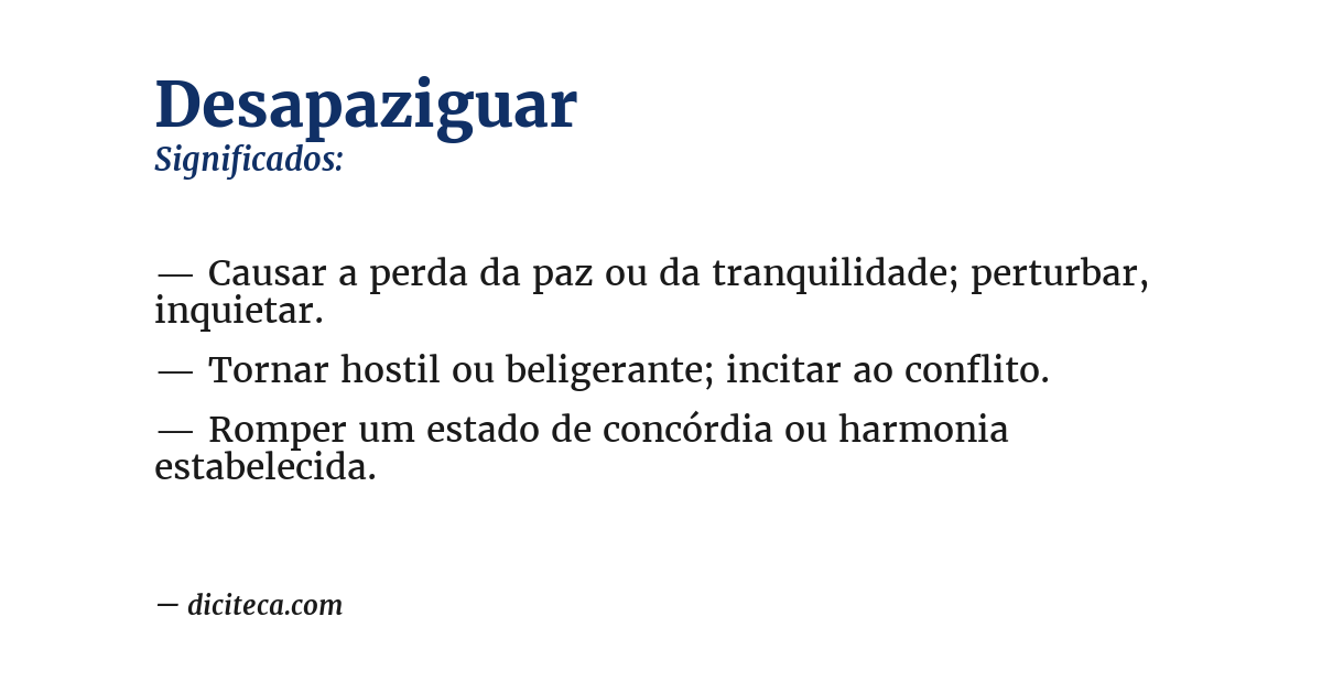 Significado de desapaziguar