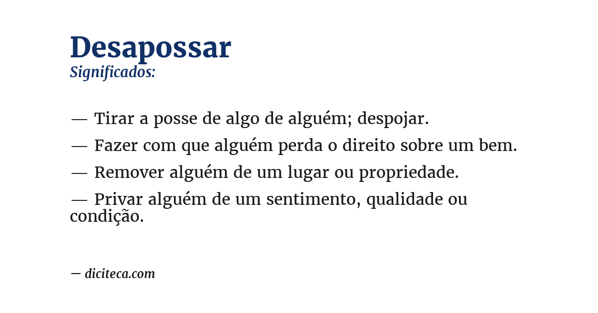 Significado de desapossar